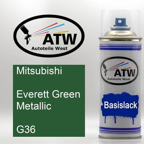 Mitsubishi, Everett Green Metallic, G36: 400ml Sprühdose, von ATW Autoteile West.